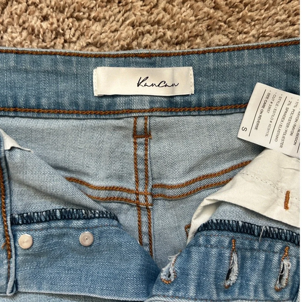Kancan I Womens High Rise Button Fly Denim Shorts Frayed Hem Light Wash I Size S - Picture 8 of 10